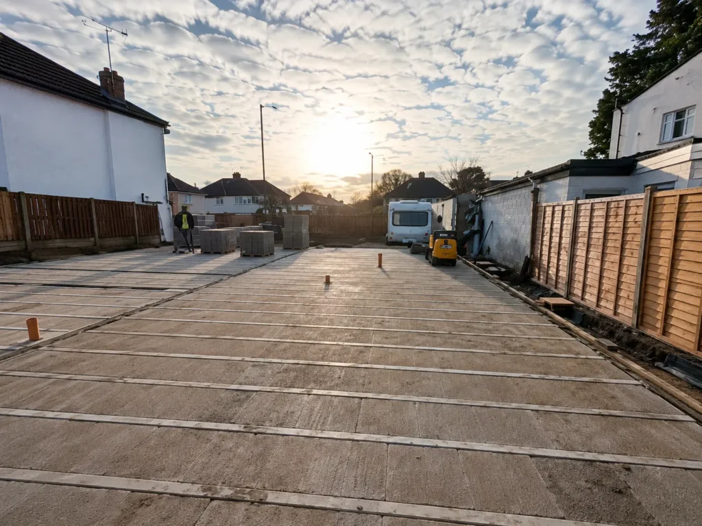 Block and beam floor construction on a residential building project