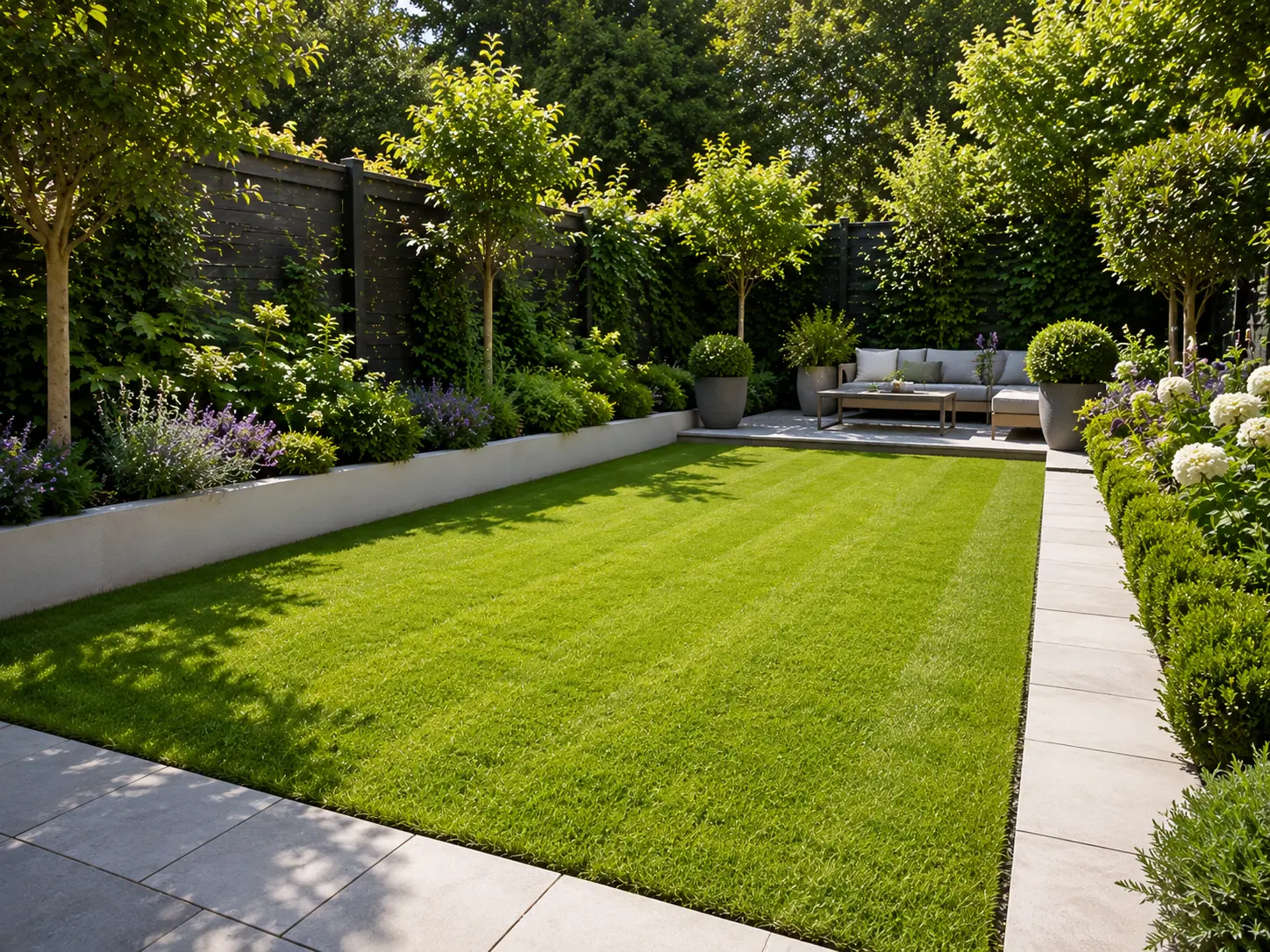 Turfing and lawn installation in Oxford garden with landscaped borders.
